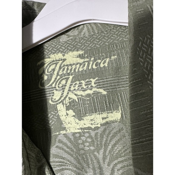 Jamaica Jaxx 100% Silk Short Sleeve Button Down Hawaiian Shirt Men's Large Green - Picture 2 of 9